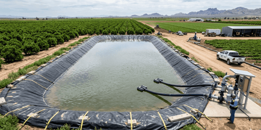 Almacenamiento de agua para riego con geomembranas: errores de diseño que afectan la operación
